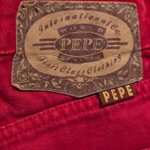 Pepe women's 90s vintage red denim shorts‎ size 9/10